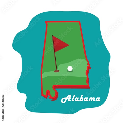 alabama state map with golfing