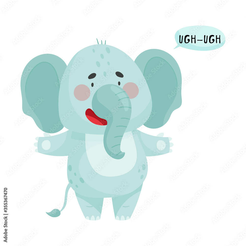 Elephant with Open Mouth Making Sound Isolated on White Background Vector Illustration Elephant with Open Mouth Making Sound Isolated on White Background Vector Illustration