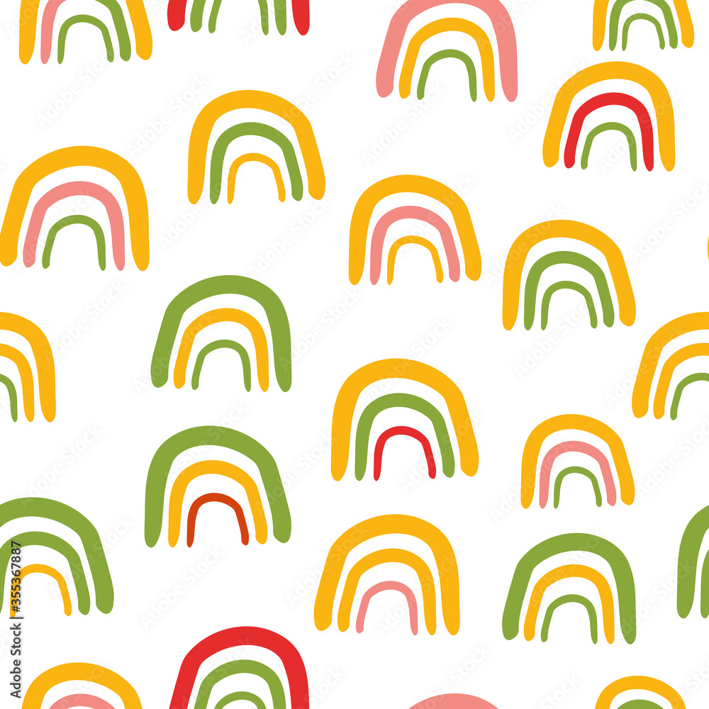 Geometric abstract seamless pattern. Summer background with green and yellow rainbow arcs. Geometric abstract seamless pattern. Summer background with green and yellow rainbow arcs.