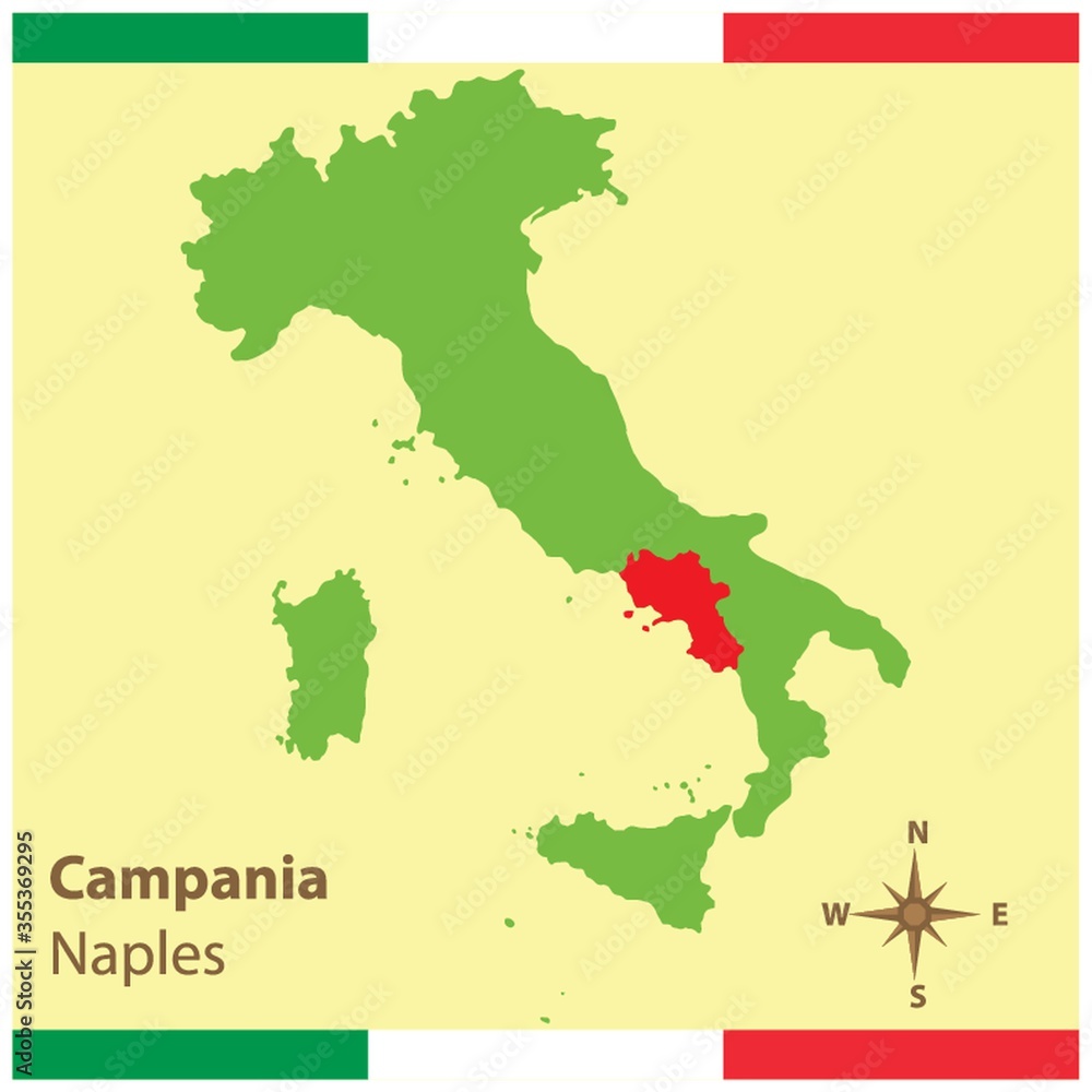 campania on italy map