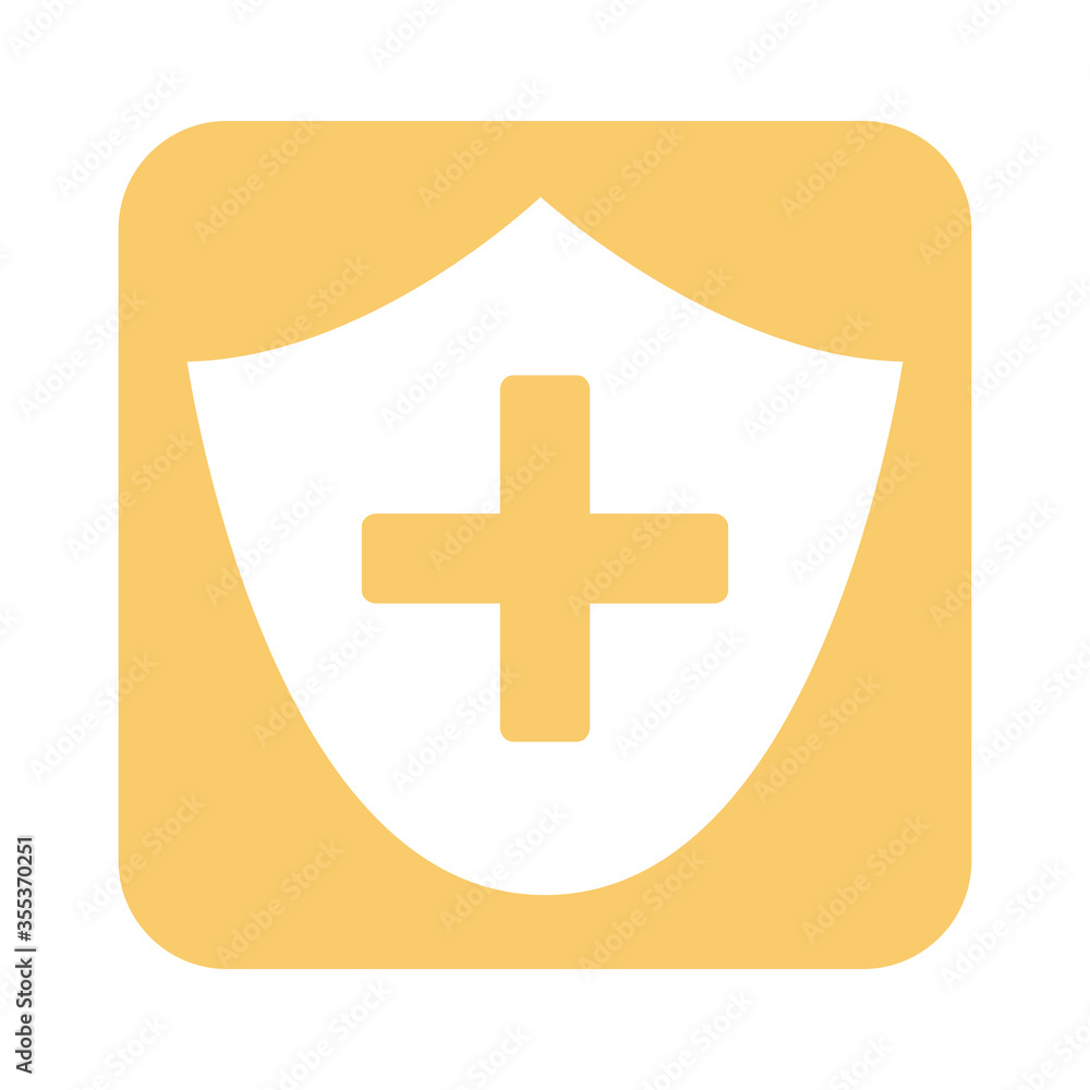 medical cross symbol with shield line style medical cross symbol with shield line style