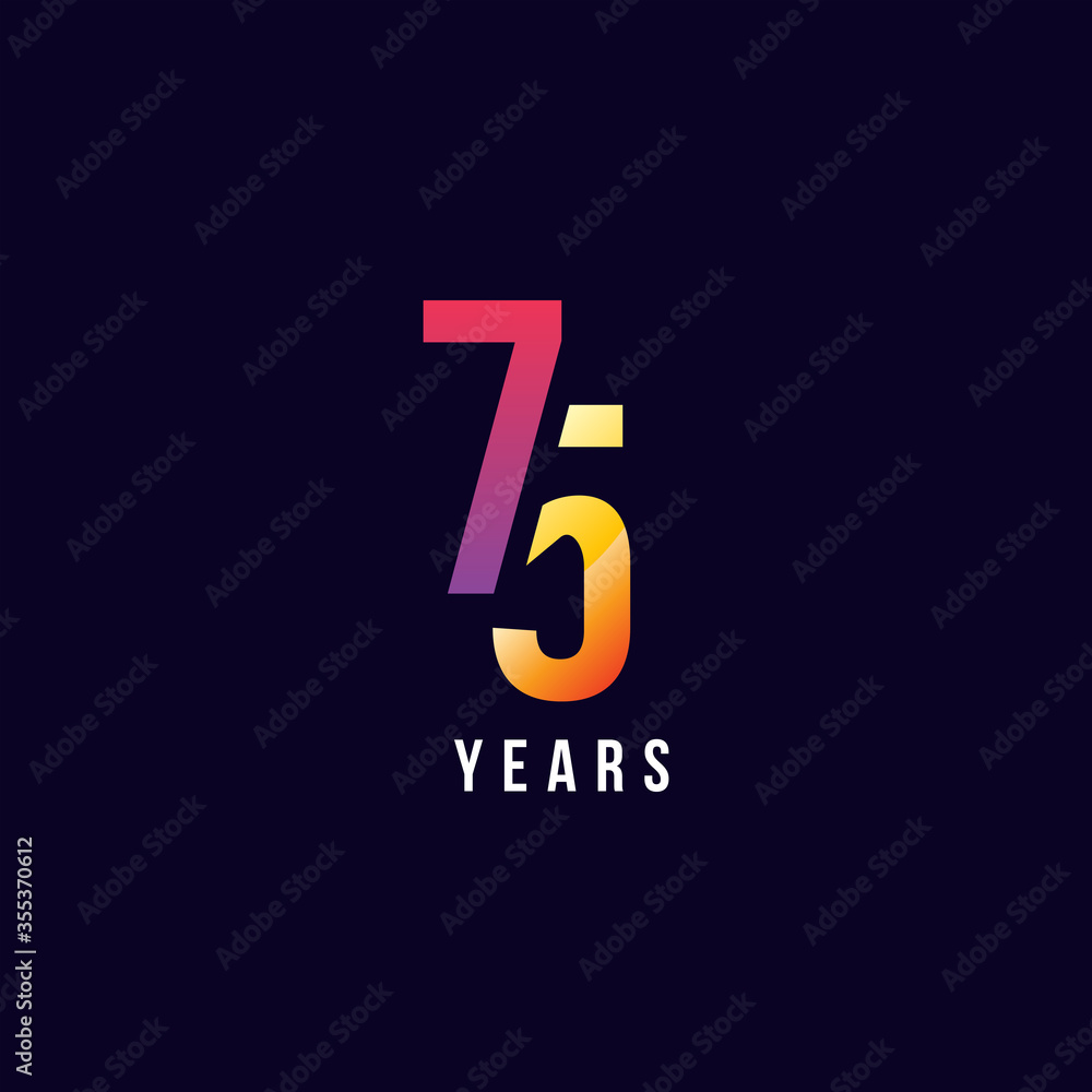 75 Years Anniversary Gradient Number Vector Design 75 Years Anniversary Gradient Number Vector Design