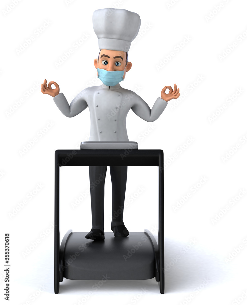 Fun cartoon chef character with a mask