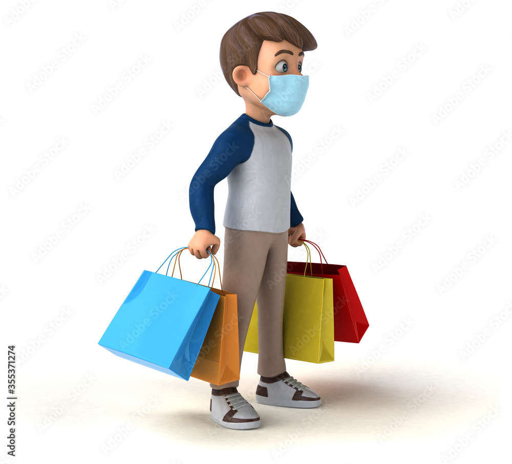 Fun cartoon kid character with a mask Fun cartoon kid character with a mask