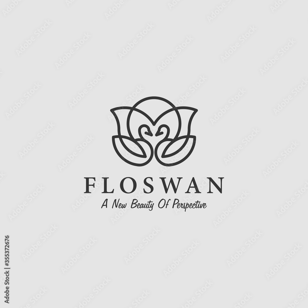 Flower and Swan Simple Logo Design for Spa Flower and Swan Simple Logo Design for Spa