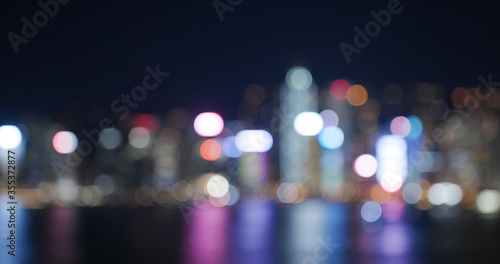 Blurred view of Hong Kong city night © leungchopan