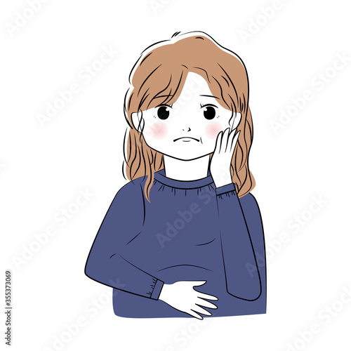 太ってしまった女性のイラスト(上半身)