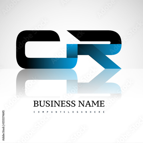 Initial letter CR uppercase modern and simple logo linked blue and black colored, isolated in white background. Vector design for company identity.
