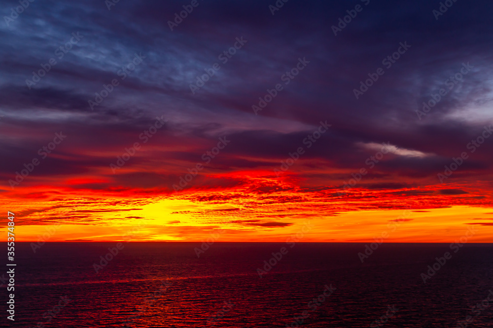 Beautiful dark orange sky evening beauty and Clouds at sunset
