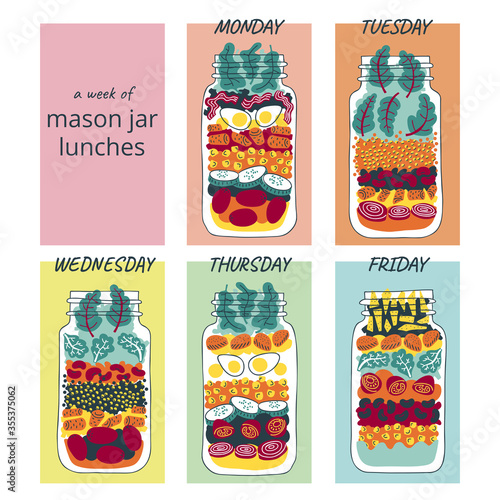 Salads in jars. Week menu