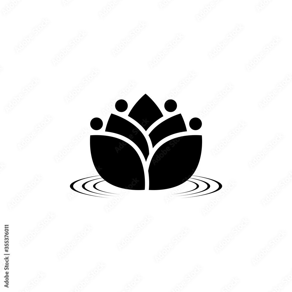 Fototapeta premium Lotus on water icon for web design isolated on white background