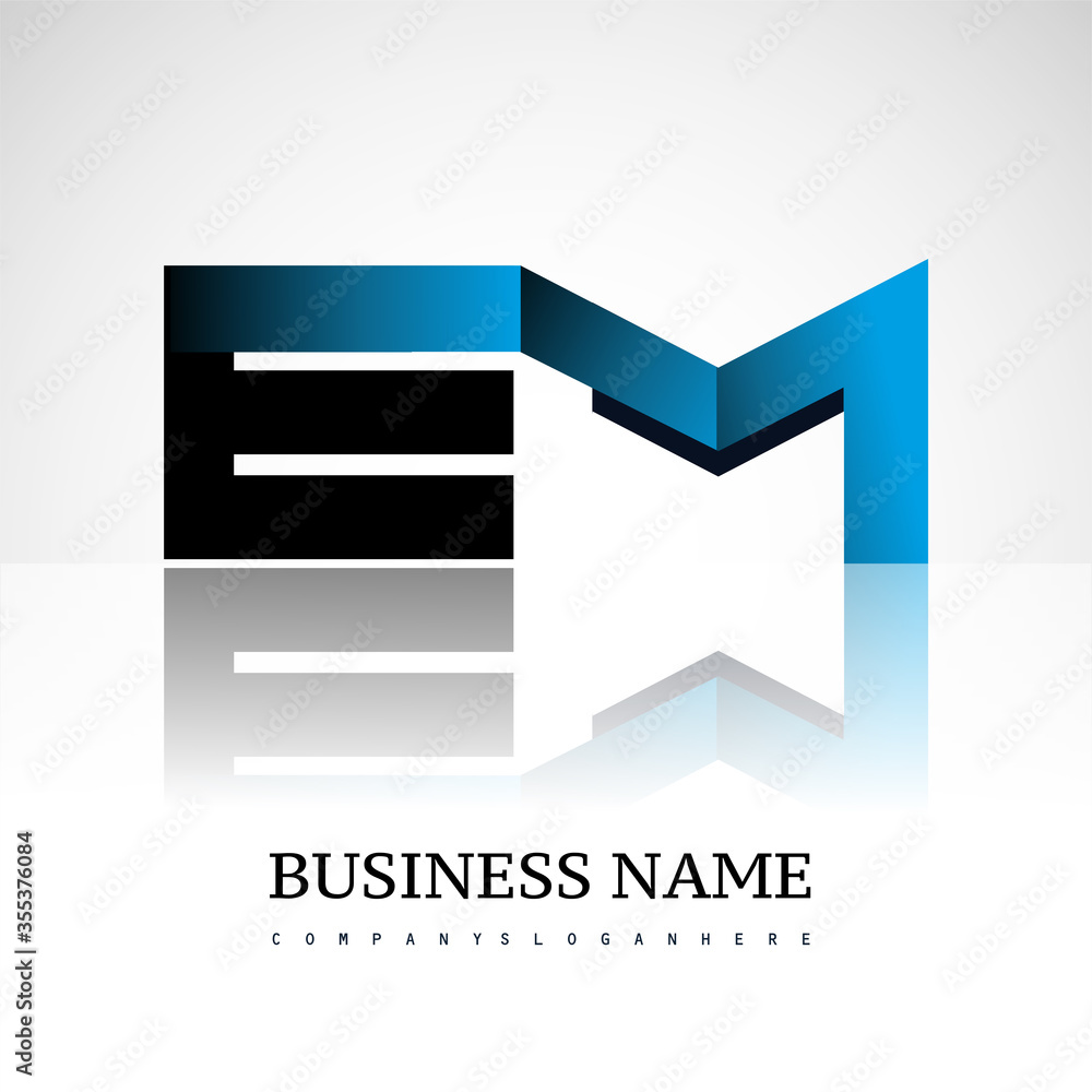 Initial letter EM uppercase modern and simple logo linked blue and black colored, isolated in white background. Vector design for company identity. Initial letter EM uppercase modern and simple logo linked blue and black colored, isolated in white background. Vector design for company identity.