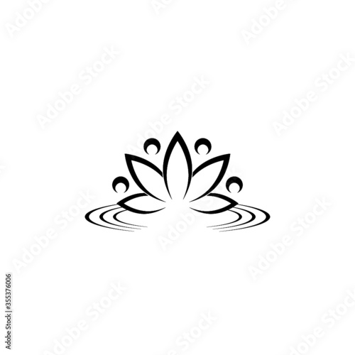 Lotus on water icon for web design isolated on white background