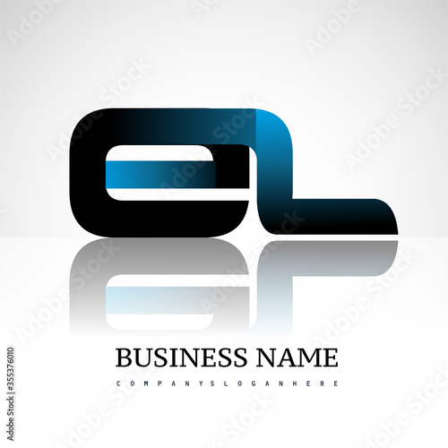 Initial letter EL uppercase modern and simple logo linked blue and black colored, isolated in white background. Vector design for company identity.