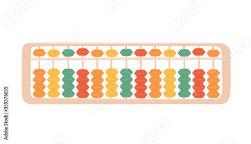 Abacus soroban for learning mental arithmetic for kids. Symbol of the Japanese system of mental math. Hand drawn isolated vector object on white background