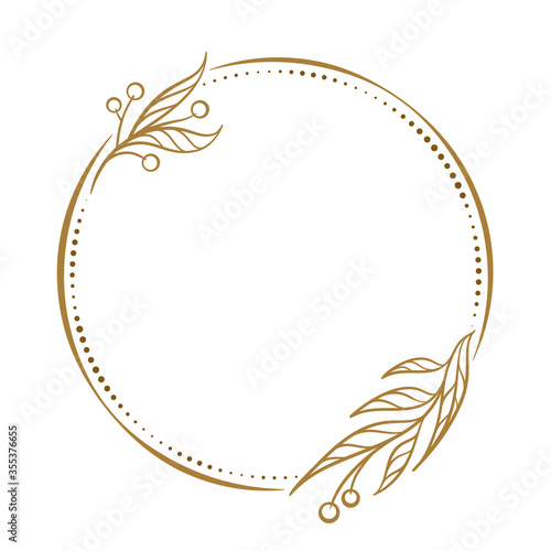Vector round dotted frame with floral decoration
