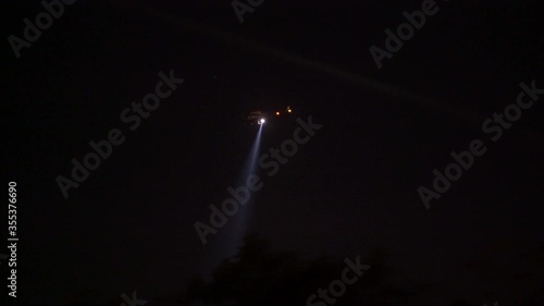911 Police chopper searching for suspect at night in Los Angeles