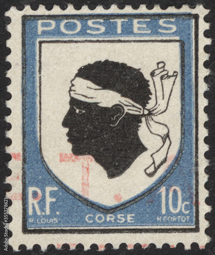 Postage stamps of the France. Stamp printed in the France. Stamp printed by France.