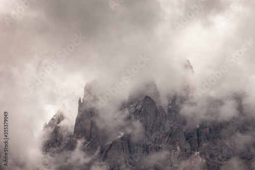 view on the Odle mount in a cloudy day - Val di Funes  Dolomites