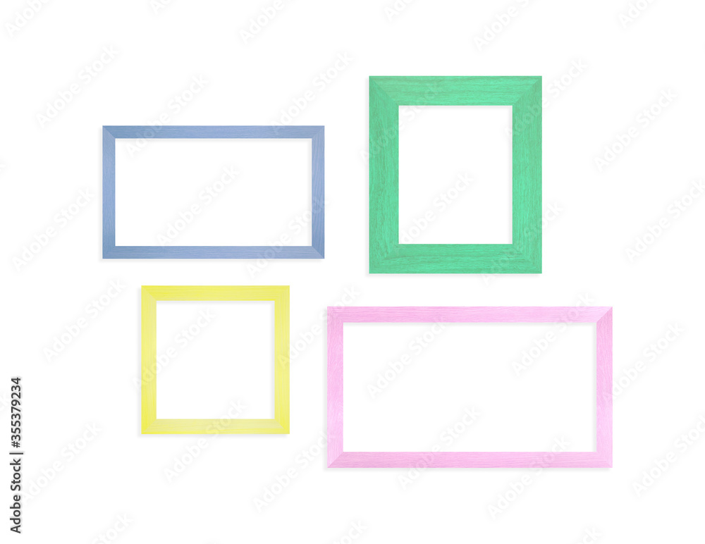 isolated colorful blank wood frames on white background isolated colorful blank wood frames on white background
