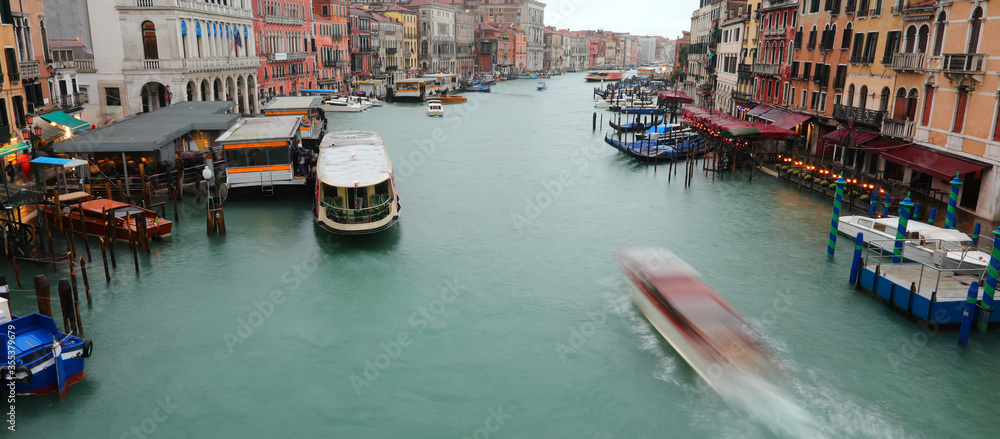 Main waterway in venice in Italy and boats