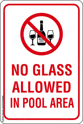 no glass allowed in pool area warning sign no liqueur