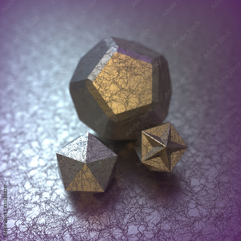 3D illustration with geometric figures and blurred background 3D illustration with geometric figures and blurred background