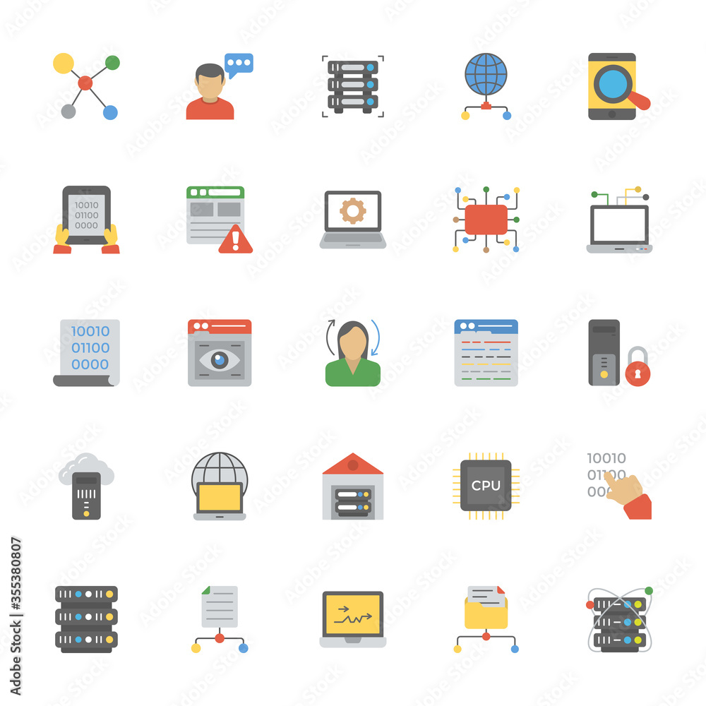 Data Management Flat Icons Set Data Management Flat Icons Set