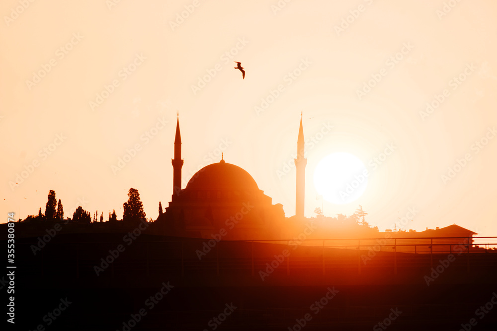 Sillhouette of Istanbul at sunset. Sillhouette of Istanbul at sunset