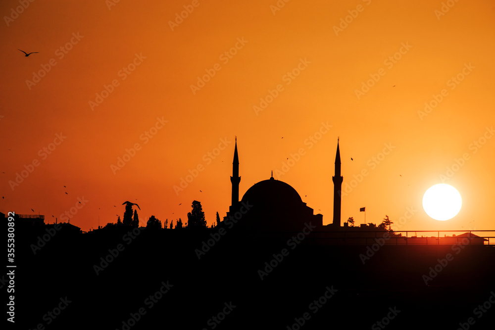 Sillhouette of Istanbul at sunset. Sillhouette of Istanbul at sunset