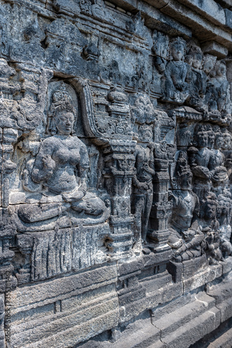 The stories from Mahayana Buddhist Sutras carved on the relief panels of Borobudur Temple (750AD)