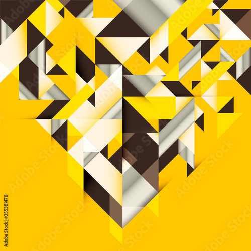 Abstract composition with triangles on a yellow background. Vector illustration.