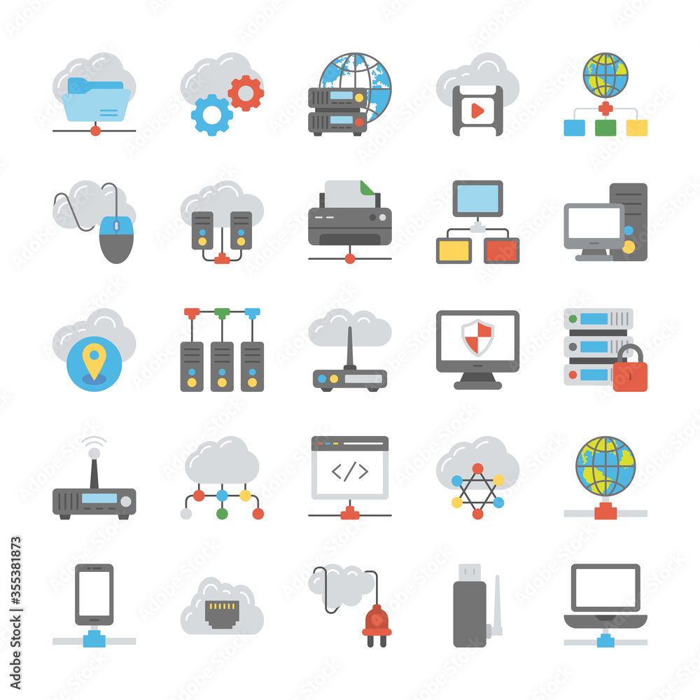 Network and Cloud Computing Icons Vector Network and Cloud Computing Icons Vector