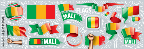 Vector set of the national flag of Mali in various creative designs