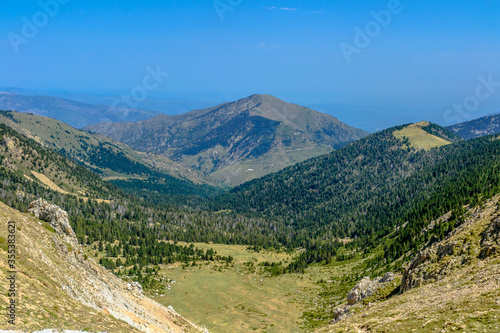 Hiking in the Catalan Pyrenees, Portella de Mentet, Spain.