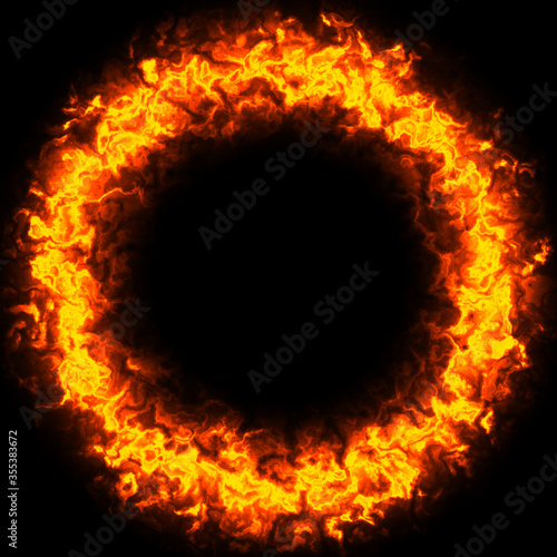 ring of fire 3D render on black background