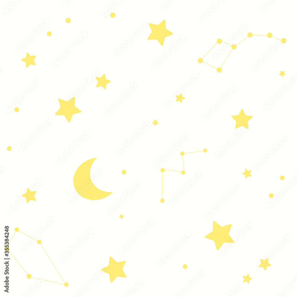 A seamless pattern with stars, constellations and the moon. A light background A seamless pattern with stars, constellations and the moon. A light background