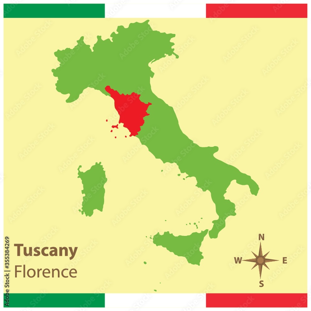 tuscany on italy map tuscany on italy map