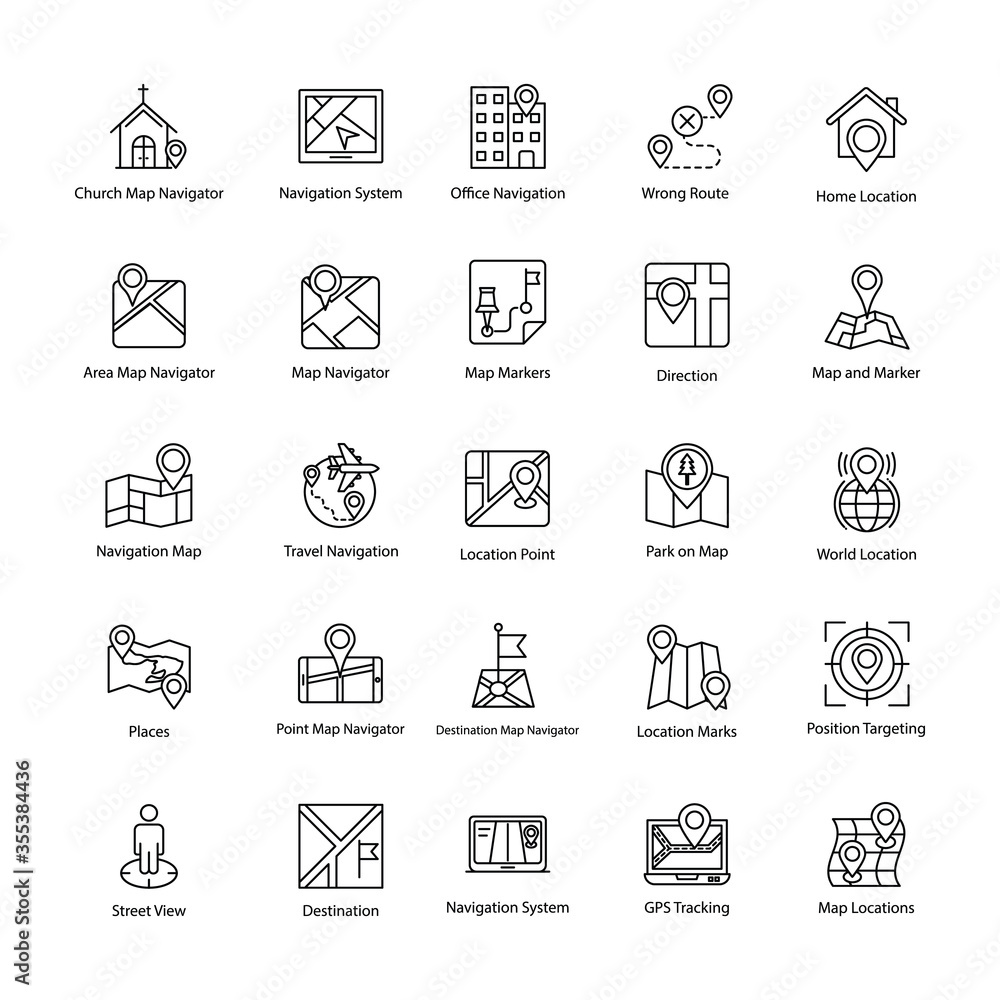 Map and Navigation Line Icons Set
Map and Navigation Line Icons Set