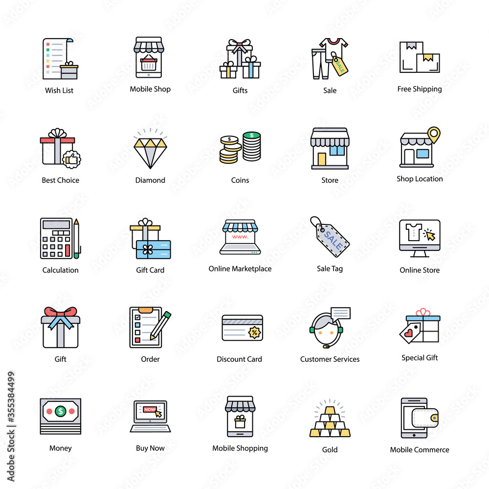 Eye-Catching Shopping And Commerce Icons Eye-Catching Shopping And Commerce Icons