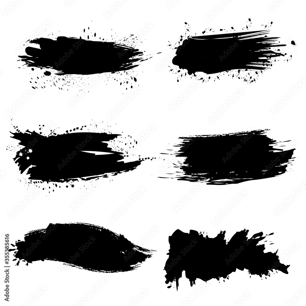 hand drawn of brush stroke for black ink paint. grunge backdrop, dirty banner, watercolor design and dirty texture. vector illustration