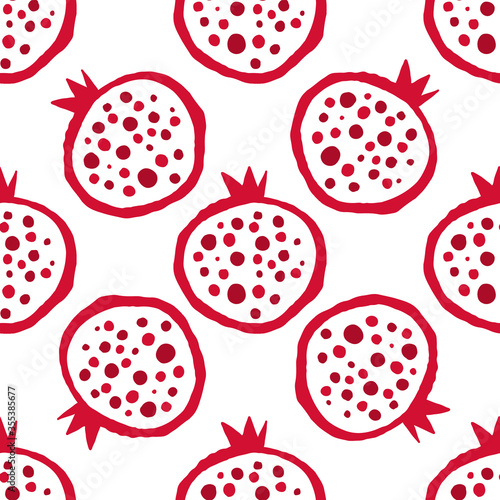 Seamless pattern fruit garnet market. Design farm natural vitamin