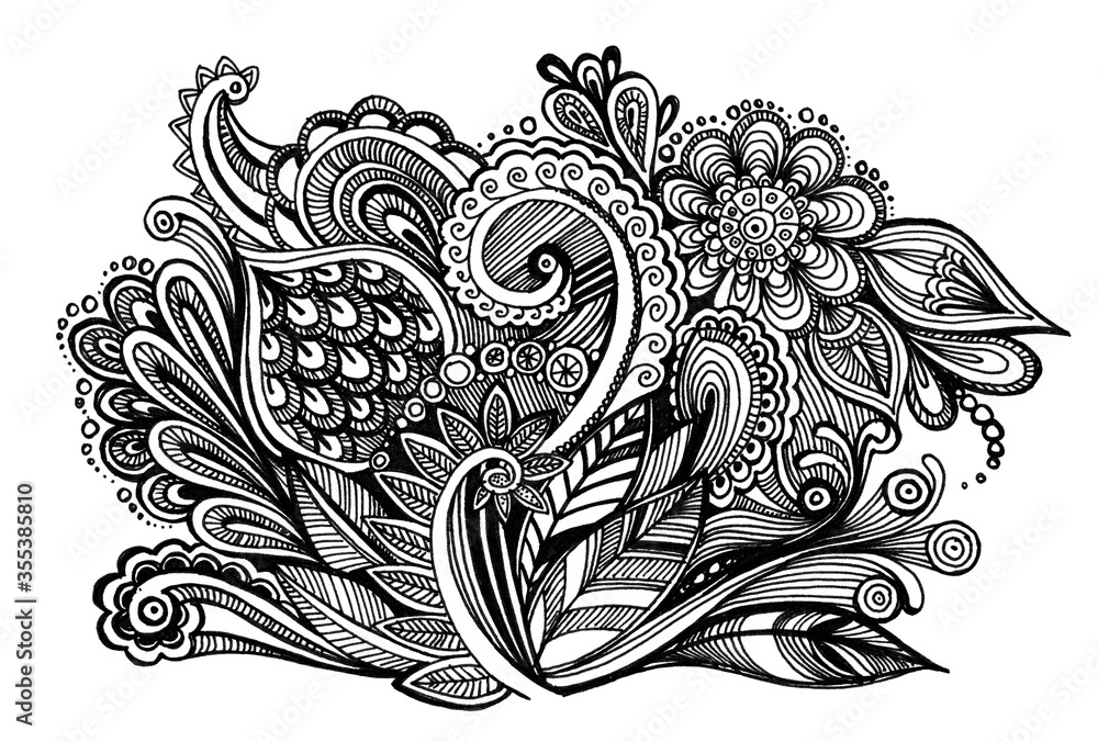 Hand draw seamless floral ornament background doodling for textil, wedding