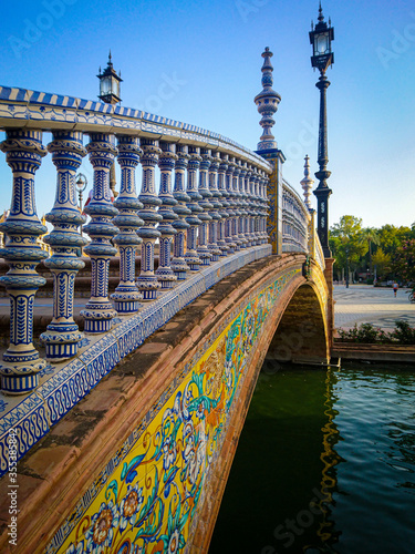 colorful walking bridge with tiles