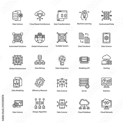Set of Data Science Line Vector Icons