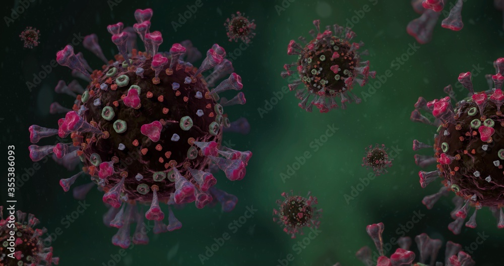 COrona VIrus COVID-19 under the microscope 3d illustration