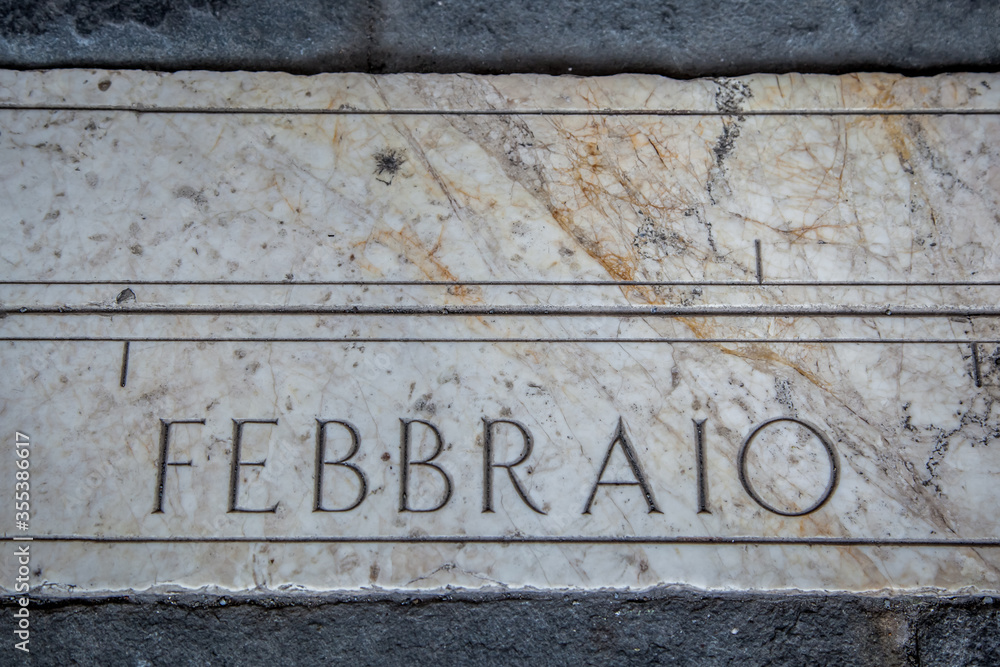 Zodiac symbol on a mottled granite pavement of the Old square in Bergamo. Lombardy, Italy Zodiac symbol on a mottled granite pavement of the Old square in Bergamo. Lombardy, Italy