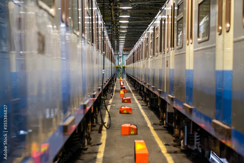 Fototapeta premium Subway train metro depot