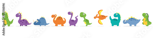 Set of cute dinosaurs. Flat style. Vector illustration  © Bon_man
