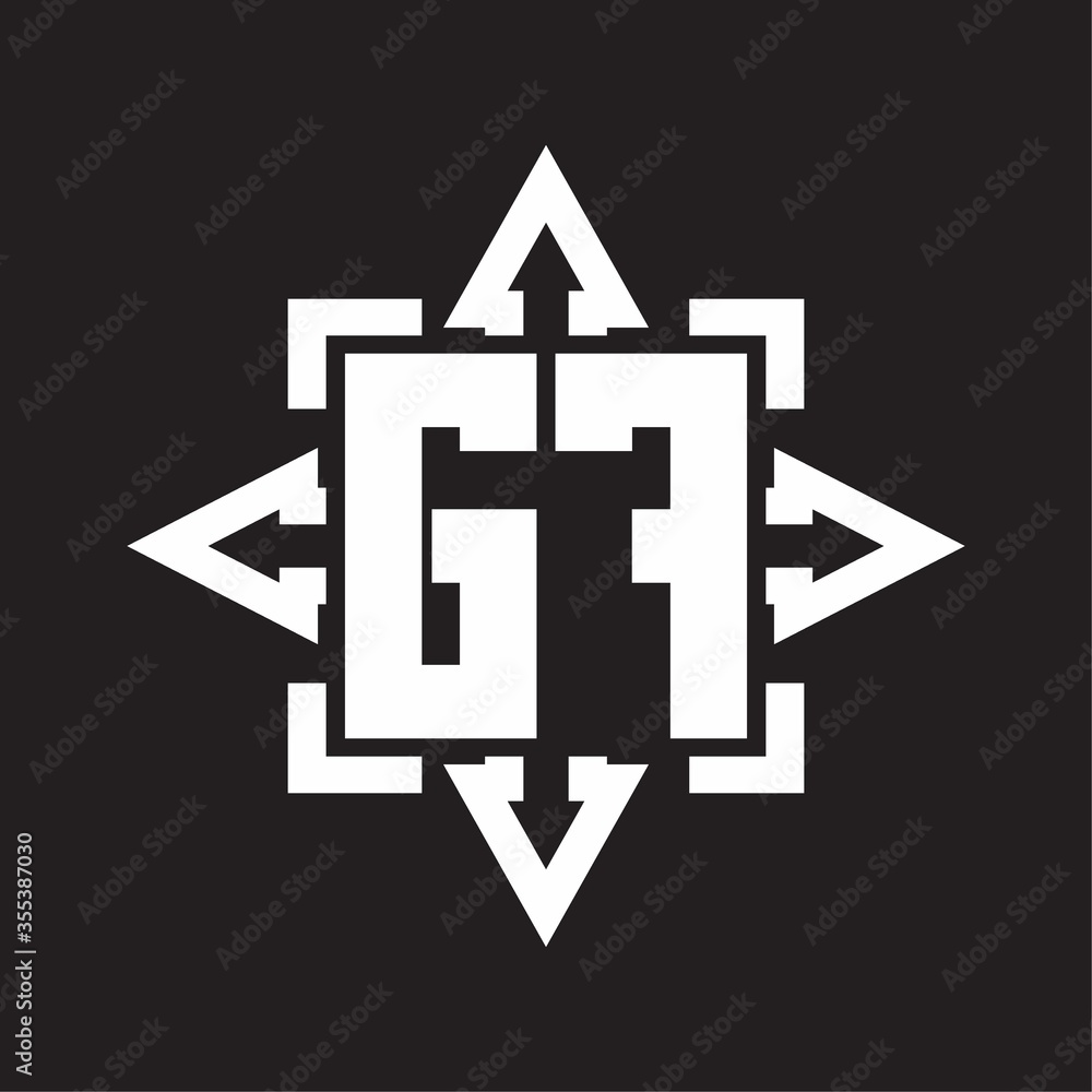 GF Logo monogram with rounded arrows shape design template GF Logo monogram with rounded arrows shape design template